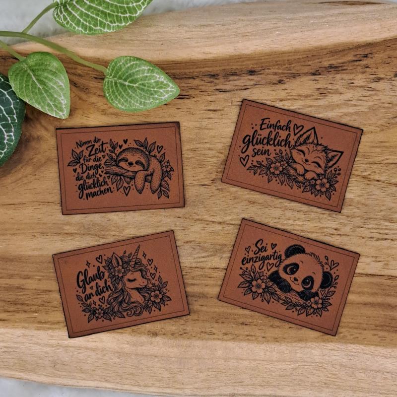 Kunstlederlabel "Süße Tiere mit Spruch"